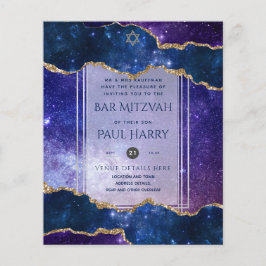 Flyer Galaxy Starry Night BAR MITZVAH Convite Marinho