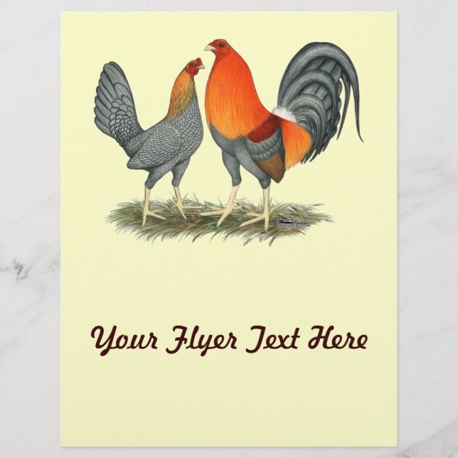 Flyer Gamefowl vermelho azul (Frente)