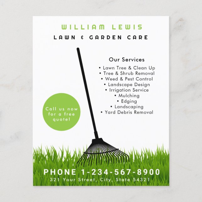 Flyer Garden Lawn Care Paisaging Modern Grass (Frente)