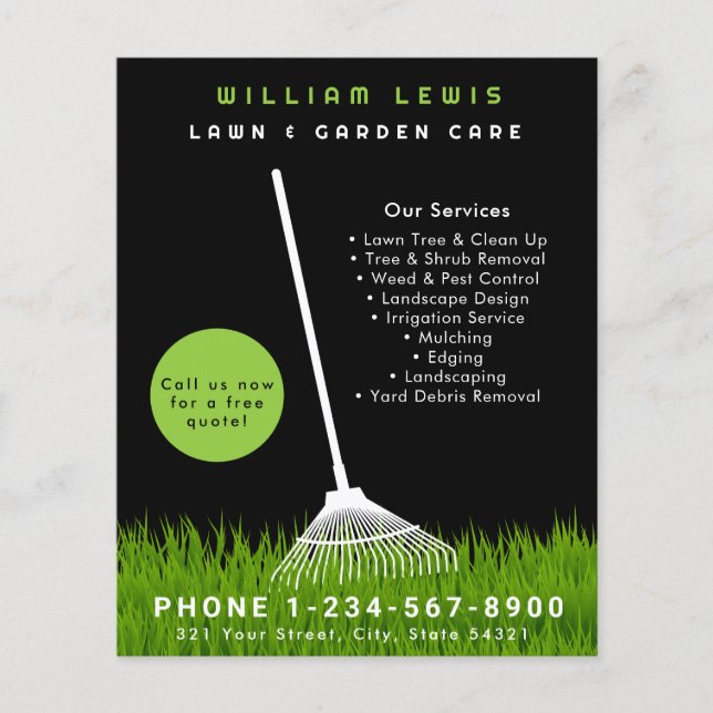 Flyer Garden Lawn Care Paisaging Modern Grass (Frente)