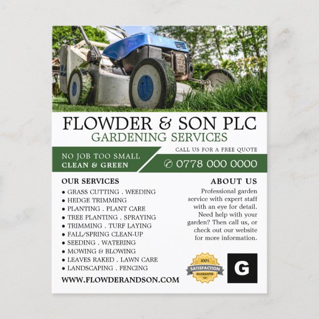 Flyer Garden Lawn-Mower, Garden Service, Horticulturista (Frente)