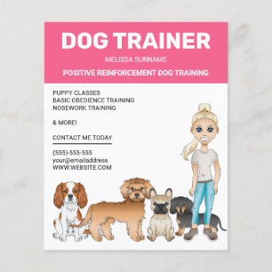 Flyer Garota Loira Com Cachorros Treinadora de Cães Pers