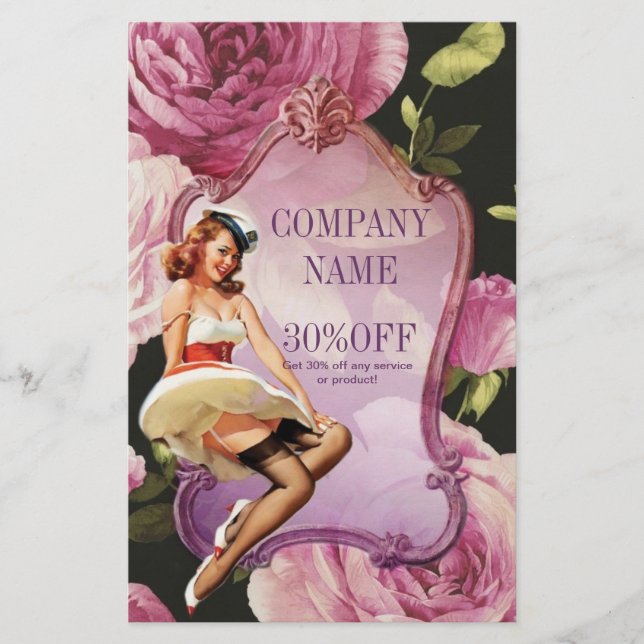 Flyer Garota Pin Up Cosmetologista Maquiadora (Frente)