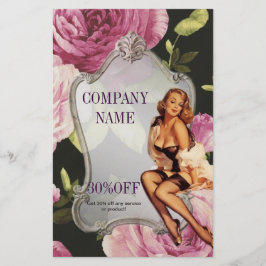 Flyer Garota Pin Up Cosmetologista Maquiadora de Cabelo