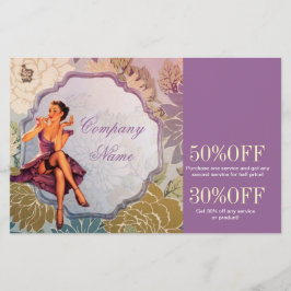 Flyer Garota Pin Up Cosmetologista Maquiadora de Cabelo