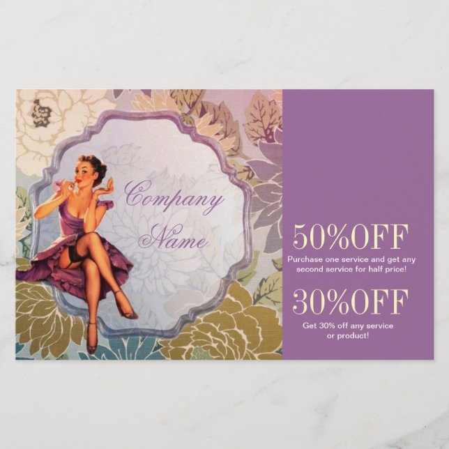 Flyer Garota Pin Up Cosmetologista Maquiadora de Cabelo (Frente)