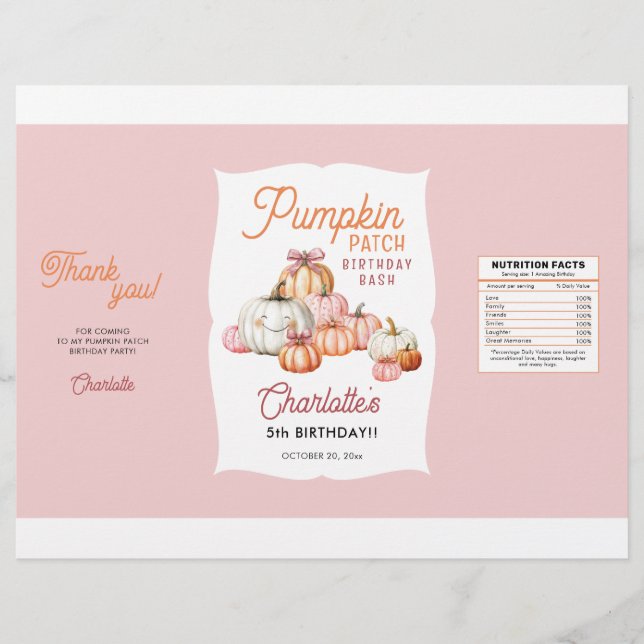 Flyer Garota Pumpkin Patch Festa de aniversário Chip Bag (Frente)