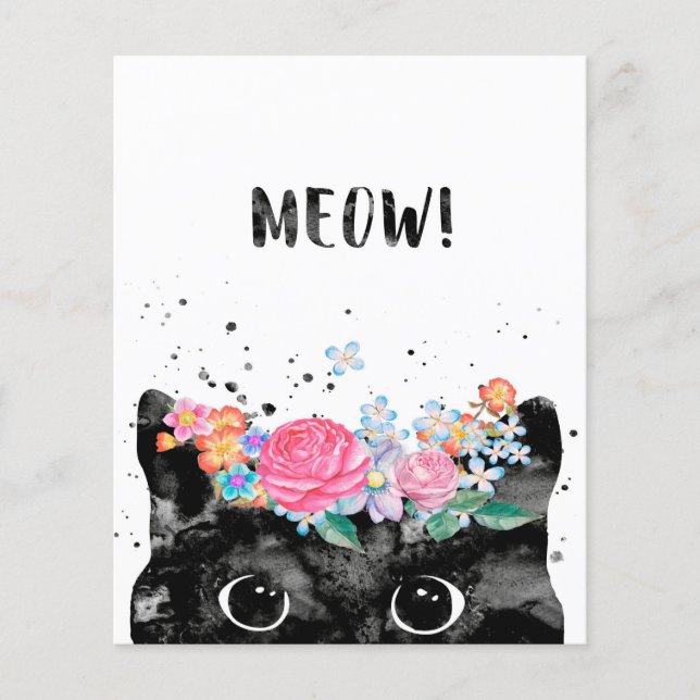 Flyer Gato Espiando Meow, Presente de Gatinho para Amant (Frente)