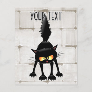 Flyer Gato Preto Cartoon Engraçado e Feroz 