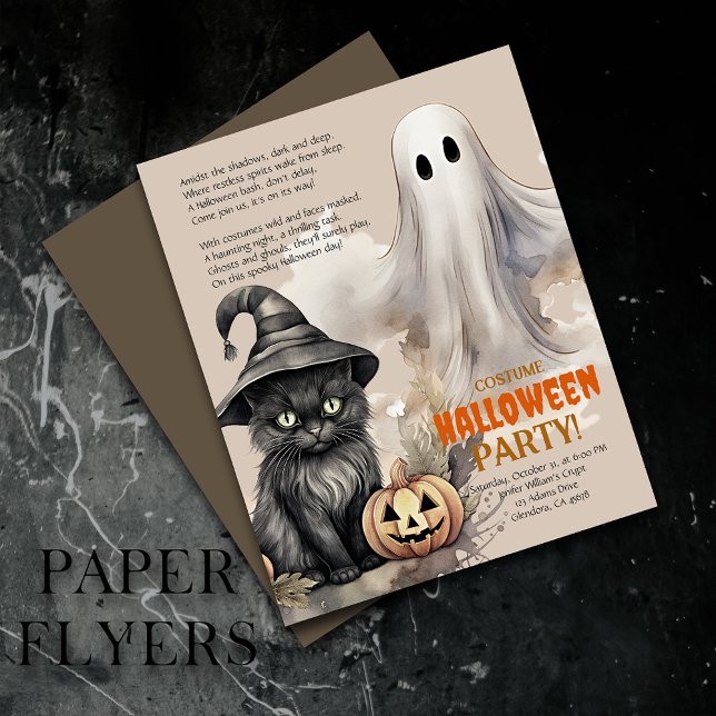 Flyer Gato Preto | Convite para Poem de Halloween fantas (Elevate your upcoming event with uniquely designed Halloween invitations featuring a spooky poem!)