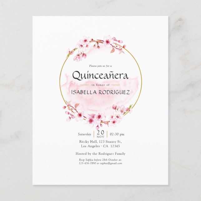 Flyer Geométrico Rosa Primavera Flor de Cerejeira Quince (Frente)