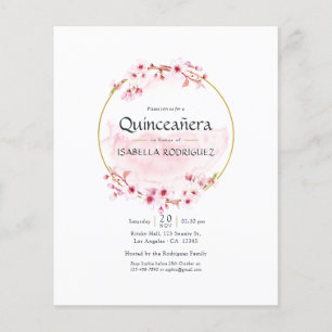 Flyer Geométrico Rosa Primavera Flor de Cerejeira Quince