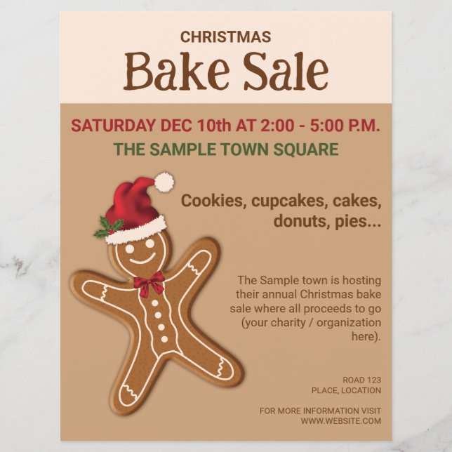 Flyer Gingerbread Cookie Christmas Bake Sale (Frente)