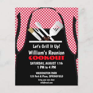Flyer Gingham de Comida Rápida de Reunião de Cookout d
