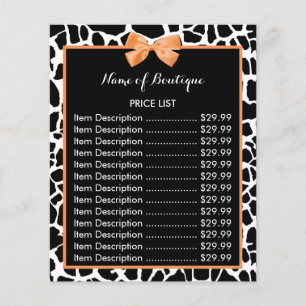 Flyer Girafa Impressão Orange Arco Boutique Price List