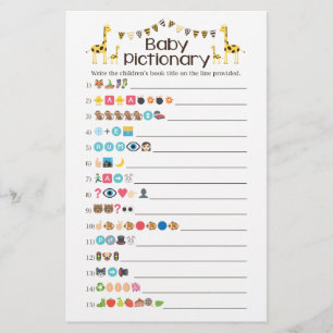Flyer Giraffe Baby Books Emoji Pictionary Game