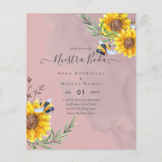 Flyer Girasoles de Invitación de Boda Econômica Bilingüe