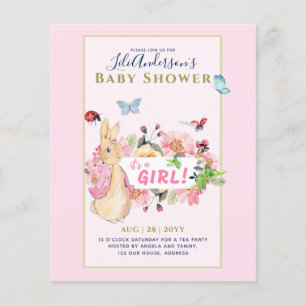 Flyer Girls Peter Rabbit (PINK) Convite ao Chá de frald