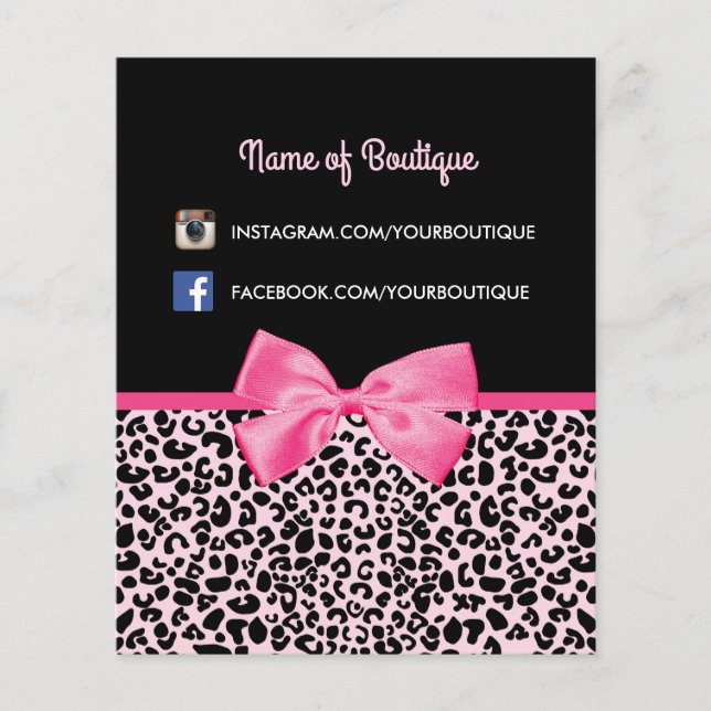 Flyer Girly Pink Leopard Imprima Bela Arco Bela Beleza B (Frente)