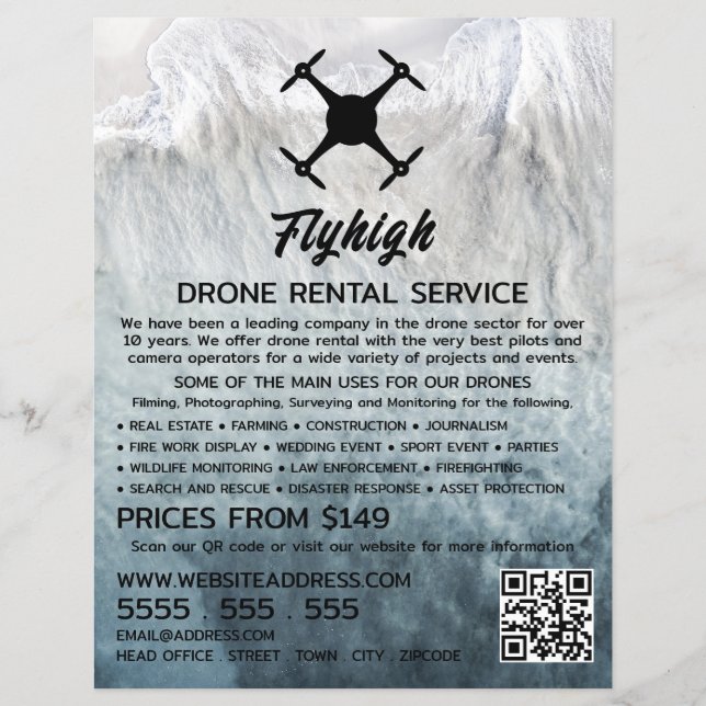 Flyer Glacier Drone Silhouette, Drone Rental Company (Frente)