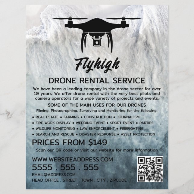 Flyer Glacier Drone Silhouette, Drone Rental Company (Frente)