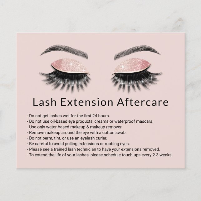 Flyer Glam Eyelash Extensões Makeup Artista Após Cuidado (Frente)