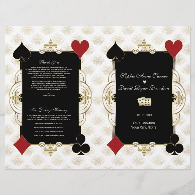 Flyer Glam Gold Casino Vegas Wedding Program (Frente)