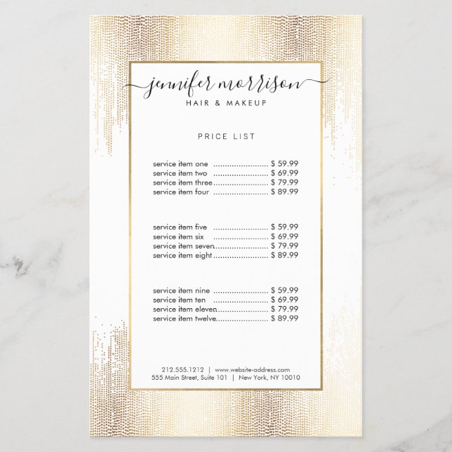 Flyer Glam Script Dourada Chuva Confetti (Frente)