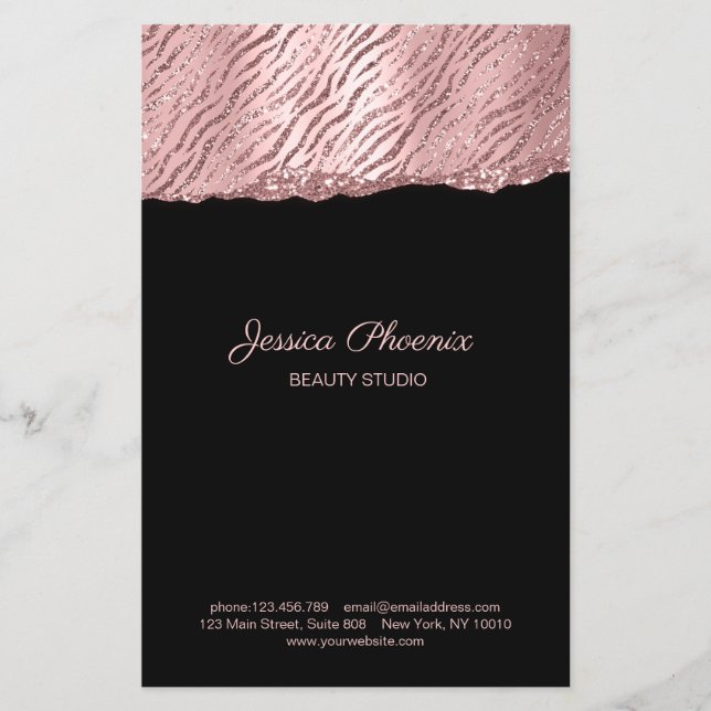 Flyer Glamor Rosegold Patterno Moderno Glitter (Frente)