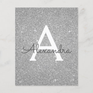 Flyer Glitter de prata do orçamento Doce Dezesseis Aniv