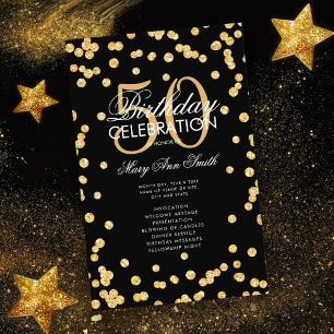 Flyer Glitter Dourado do Programa de Festa de aniversári