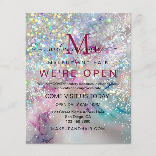 Flyer Glitter Holográfico de Tinta Álcool de Pastel Eleg (Frente)