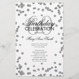 Flyer Glitter Silver do Programa de Festa de aniversário