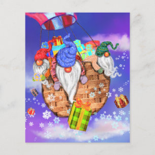 Flyer Gnomos de Natal Voando Balão e Dando Presentes 