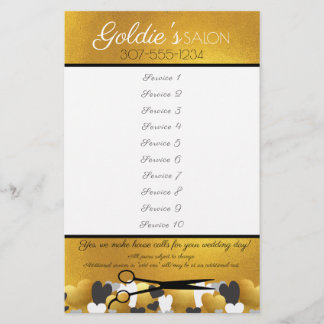 Flyer Gold hair stylist beauty salon price list