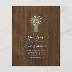Flyer GPE Gypsophila Mason Jar moderno casamento mínimo