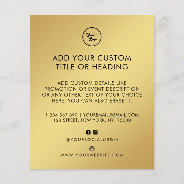 Flyer Gradiente Dourado Logotipo Empresarial Personaliza (Frente)