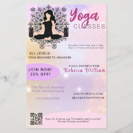 Flyer Gradiente Rosa Moderno - Yoga Instrutor Studio Cla