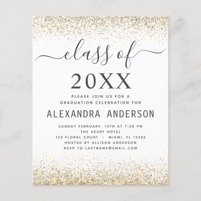 Flyer Graduação de Orçamento Foto Dourada Classe Branca  (Frente)