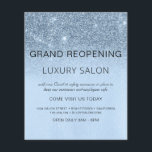 Flyer Grand Reopening Blue Sparkle Glitter Salon<br><div class="desc">Glam Baby Blue Ombre Sparkle and Glitter Grand Reopening Glam Luxury Hair Salon, Beauty Store, Eyelashes, Nails, Makeup, Microblading, Hair Stylist, Lashes, Hair Stylist or Make Up Artist Business Flyer with custom add your business name and return address. This simple modern and elegant personalized design is perfect for reopening your...</div>