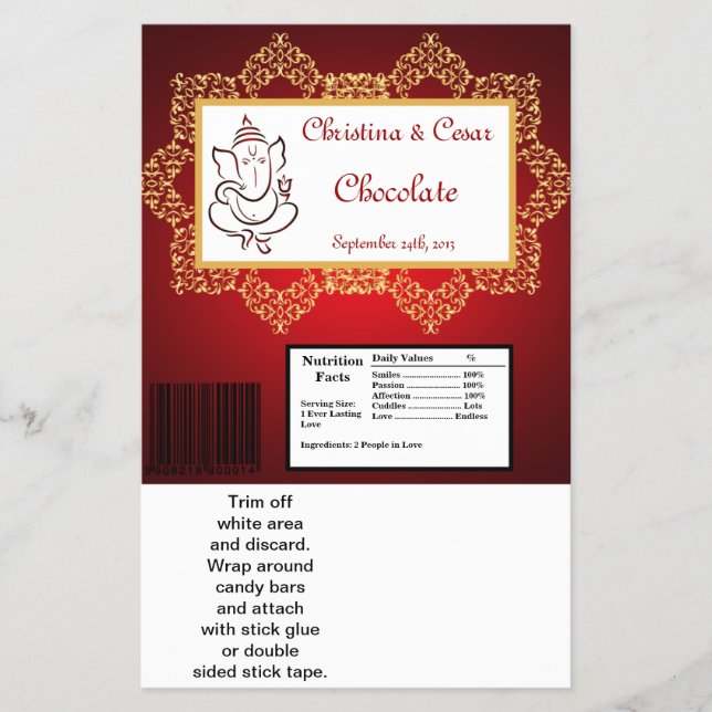 Flyer Grande Bar de Hershey Lord Ganesha/Hindu Red (Frente)