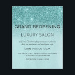 Flyer Grande Reabertura Salão Azul Aqua Glitter<br><div class="desc">Glam Teal Blue - Aqua Ombre Sparkle e Glitter Grande Reabrindo Glam Luxury Salon, Beauty Store, Eyelashes, Unhas, Makeup, Microblading, Hair Stylist, Lashes, Hair Stylist ou Make Up Artist Business Flyer com adição personalizada do seu nome de negócio e endereço de retorno. Este simples design personalizado moderno e elegante é...</div>
