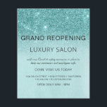 Flyer Grande Reabertura Salão Azul Aqua Glitter<br><div class="desc">Glam Teal Blue - Aqua Ombre Sparkle e Glitter Grande Reabrindo Glam Luxury Salon, Beauty Store, Eyelashes, Unhas, Makeup, Microblading, Hair Stylist, Lashes, Hair Stylist ou Make Up Artist Business Flyer com adição personalizada do seu nome de negócio e endereço de retorno. Este simples design personalizado moderno e elegante é...</div>