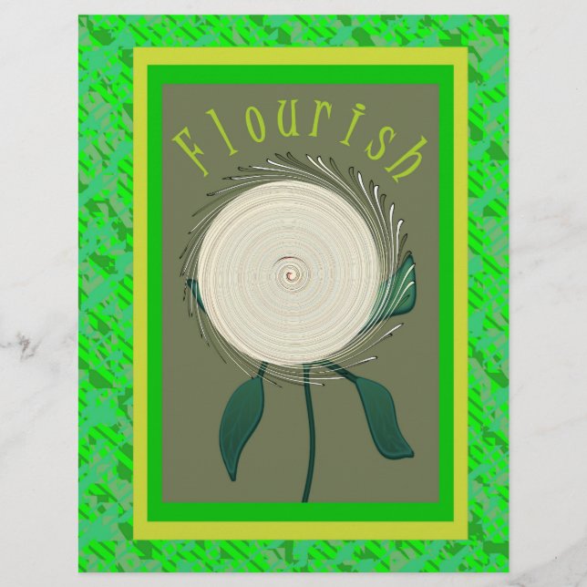 Flyer Green Flourish Flower Bulk Scrapbook Paper Pages (Frente)