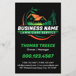 Flyer Green Orange Modern Lawn Care Landscaping Service