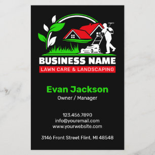 Flyer Green Red Modern Lawn Care Landscaping Business