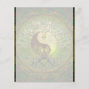 Flyer Green Yin Yang Mandala com Árvore da Vida