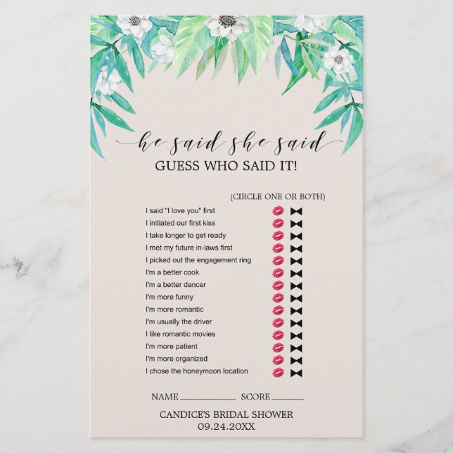 Flyer Greenery Botanical Wreath "Ele Disse Que Ela Disse (Frente)