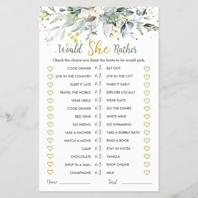 Flyer Greenery Eucalyptus Ela Preferencialmente Jogo De  (Frente)