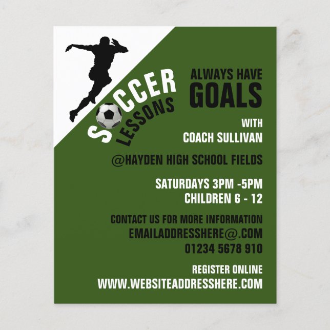 Flyer Greve de Futebol, Lições de Futebol e Publicidade (Frente)